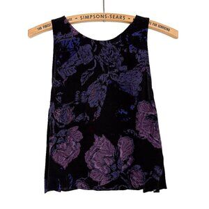 Aritzia Wilfred Black Purple Floral Tank Top Blouse Small